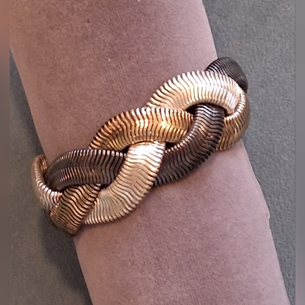 MONET Tri Tone Mixed Metal Serpentine Braid Bracelet